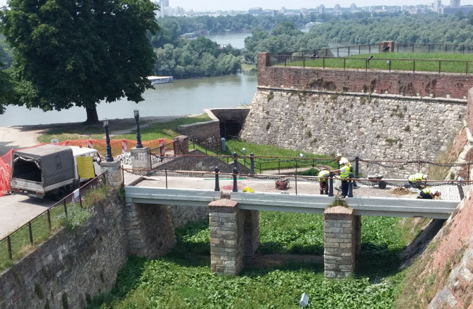 Works on technical protection and repair on the bridge part of King Gate - Belgrade Fortress
